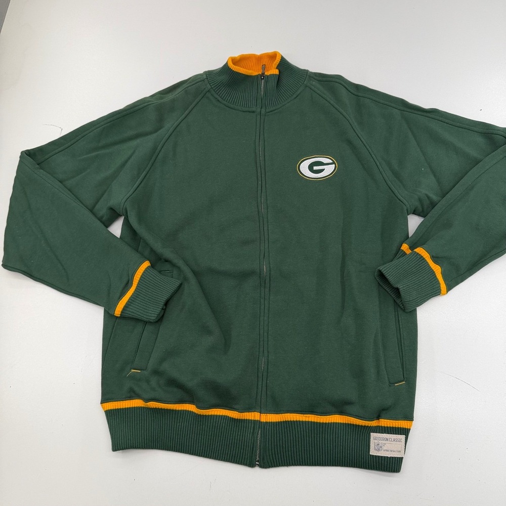 Reebok NFL Gridiron Classic Green Bay Packers Track Jacket Mens Medium Green